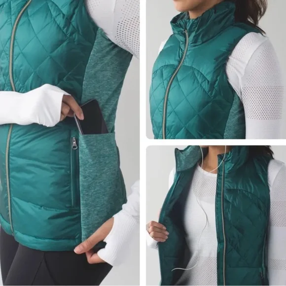 Lululemon Down For The Run Goose Down Puffer Vest Forage Size 8 - Picture 3 of 7